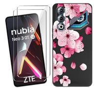 HuiYouMY Funda para ZTE Nubia Neo 3 GT 5G (6.8") con 2 Piezas Protector de Pantalla, Black Silicona Case Fuerte protección de Suave TPU Funda Carcasa - WM113