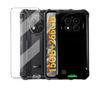 HuiYouMY Funda y Cristal Templado 1Pcs Protectora Capa Compatible with Oukitel WP28 Antigolpes Fundas Carcasa Compatible with Oukitel WP28 Silicona Funda de Móvil Black