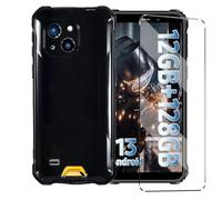 HuiYouMY Funda y Cristal Templado 1Pcs Protectora Capa Compatible with Oukitel WP32 Antigolpes Fundas Carcasa Compatible with Oukitel WP32 Silicona Funda de Móvil Black