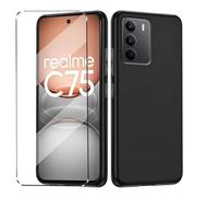 HuiYouMY Funda y Cristal Templado 1Pcs Protectora Capa Compatible with Realme C75 4G / Realme 14X Antigolpes Fundas Carcasa Compatible with Realme C75 4G / Realme 14X Silicona Funda de Móvil -Black