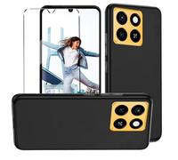 HuiYouMY Funda y Cristal Templado 1Pcs Protectora Capa ZTE Blade A55 Antigolpes Fundas Carcasa Compatible with ZTE Blade A55 Silicona Funda de Móvil Black
