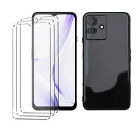 HuiYouMY Funda y Cristal Templado 3Pcs Protectora Capa Compatible with CUBOT Note 50 Antigolpes Fundas Carcasa Compatible with CUBOT Note 50 Silicona Funda de Móvil Black