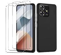 HuiYouMY Funda y Cristal Templado 3Pcs Protectora Capa Compatible with ZTE Blade A73 4G Antigolpes Fundas Carcasa Compatible with ZTE Blade A73 4G Silicona Funda de Móvil Black