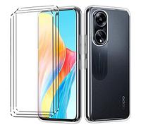 HuiYouMY para OPPO A98 5G Funda + 3 x Cristal Templado - Transparente Carcasa y Cristales Protector de Pantalla TPU Silicona Suave Gel Caja Cover Tapa Caso Carcasa Cubierta -Clear