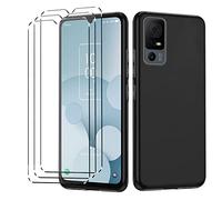 HuiYouMY para TCL 40 Nxtpapaer 5G 5G Funda + 3 x Cristal Templado - Black Carcasa y Cristales Protector de Pantalla TPU Silicona Suave Gel Caja Cover Tapa Caso Carcasa Cubierta -Black