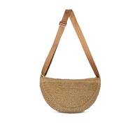 HuiYStar Paja Cruz Cuerpo Bolso para Mujeres Verano Trenzado Playa Bolso Medialuna Bandolera con Correa Ajustable 2025, marrón