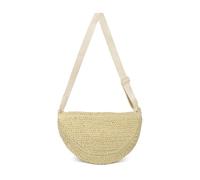 HuiYStar Paja Cruz Cuerpo Bolso para Mujeres Verano Trenzado Playa Bolso Medialuna Bandolera con Correa Ajustable 2025, beige