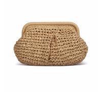 HuiYStar Pochette de Paja para Mujer Bolsa para Gnocchi Nuvola Bolso de Hombro de Paja Bolso de Verano de Tela para Playa, marrón, 10,2" x 7,9" x 1,6" (pollici) / 26 x 20 x 4 (cm)