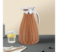 HUIZHENSHENG Jarra térmica de café de acero inoxidable, calor de 12 horas y retención de frío de 24 horas, jarra térmica de ratán, 1,5 litros/50 onzas, doble pared al vacío asegurada (color: café)