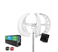 HUIZHITENGDA 24v, Molinos de Viento portátiles de 16000W Generadores eólicos Verticales 12V 24V 48V Controladores de Carga eólica MPPT Instalación fácil (Blanco)