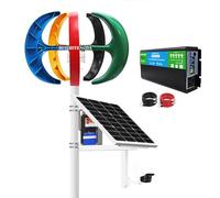 HUIZHITENGDA 48v,Turbina eólica portátil de 3000 W para el hogar: generador de energía de 12 V / 24 V con alternador de imanes permanentes de 5 Palas de Fibra de Nailon (con inversor)
