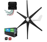 HUIZHITENGDA Generador de Turbina Eólica Silenciosa de 20000W 12V - Kit de Turbinas Eólicas Horizontales de 6 Aspas de Baja RPM para el Hogar, con Controlador MPPT para RVs, Camping y Vida,12v