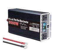 HUIZHITENGDA Inversor De Onda Senoidal Pura De 2500 Vatios 12V 24V 48V 60V 72V DC A 110V/220V AC, Inversor De Potencia Pico De 5000W, Inversor De Energía para Coche con 2 Salidas AC,24V to 220V 60Hz