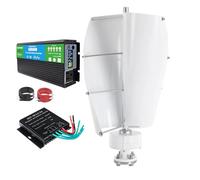 HUIZHITENGDA Kit De Generador Eólico Vertical De 2 Aspas De 3000W, con Inversor 12V 24V 48V 220V, Generador Eólico De Imán Permanente para Barcos, Terrazas, Cabañas Y Alumbrado Público,48v
