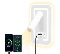 HUIZHOU Lámpara de lectura tipo de pared 3W + 9w lámpara de lectura led, puerto de carga usb, lámpara de cabecera giratoria 3000k, adecuada para dormitorios, escaleras, pasillos (rectangular Blanco)