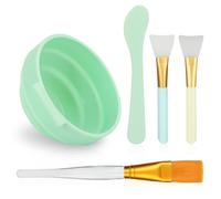Hujiedian Juego de cuencos para mezclar mascarillas faciales, kit de herramientas de mezcla 5 en 1 con máscara facial, tazón, espátula, cepillo de silicona y cepillos suaves de primera calidad