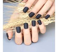 HUJL Uñas Postizas Las Últimas Uñas Postizas De Color Sólido Cabeza Cuadrada Corta Esmerilada 24 Piezas Múltiples Colores Disponibles