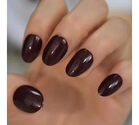 HUJL Uñas Postizas Reutilizables Todos Los Días Uñas Postizas Uñas Coloidales Brillo Oscuro Uñas Brillantes Para Mujer Consejos De Arte De Manicura Ovalados Cortos