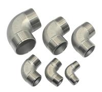 HUJWLBWF 1/2" 3/4" 1" 1-1/4" 1-1/2" 2" 304 Stainless Steel Male Threaded Elbow 90 Degree Elbow Water Pipe Fitting SS304 Joint Connector 1pcs(1-1/4") Pipe Clamps