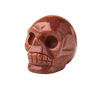 HUJWLBWF 2inch Gemstone Skull Amethyst Tigers Eye Crystal Rose Quartz Wicca Feng Shui Ornaments Figurine Home Deco (Color : Gold Sandstone, Size 2inch)