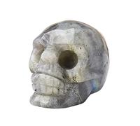 HUJWLBWF 2inch Gemstone Skull Amethyst Tigers Eye Crystal Rose Quartz Wicca Feng Shui Ornaments Figurine Home Deco (Color : Labradorite, Size 2inch)