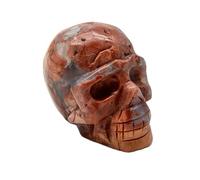 HUJWLBWF 7 Red Agate Crystal Skull - Handcrafted Gemstone Art Sculpture for Home Décor, Halloween, or Gift
