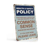 HUJWLBWF Common Sense Health Policy Aluminum Sign Funny Novelty Office Decor Retro Industrial Wall-Art for Workshop Garage Man Cave 8 X 12 in