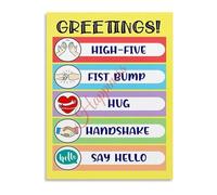 HUJWLBWF Elementary School Poster Morning Greetings Classroom Rules Educational Wall-Art for Teachers(Framed,16x24inch(40x60cm))