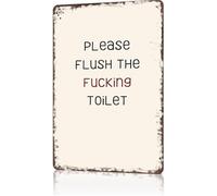 HUJWLBWF Funny Man Cave Sign Vintage Metal Tin Flush the Toilet Rule for Garage or Game Room Decor 8 X 12 in