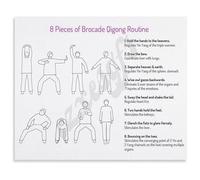 HUJWLBWF Health and Wellness Poster Baduanjin Eight Section Brocade Traditional Chinese Exercise Chart with Illustrations 8 X 12 in