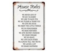 HUJWLBWF Household Motto Vintage Tin Sign Retro Metal Wall Decor with Uplifting Quote for Living Room Kitchen or Foyer 8 X 12 inch