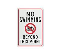 HUJWLBWF No Swimming Area Sign Beyond This Point Aluminum Metal Sign for Pond Lake River Outdoor Hazard Warning Rustproof Weatherproof Signage (8 X 12 inch)