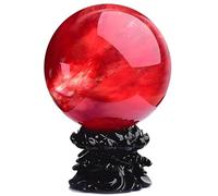 HUJWLBWF Red Obsidian Ball with Stand, 4 Inch Crystal Ruby Sphere Melting Quartz Gemstone for Feng Shui Divination Home Decoration
