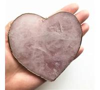 HUJWLBWF Rose Quartz Powder Crystal Coaster Heart Platter Electroplated Gold Jewelry Cup Mat Display Gift Decoration Home Decor