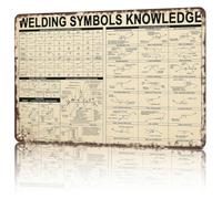 HUJWLBWF Rustic Metal Tin Sign Welding Symbols Explained Wall Poster for Tool Shed Basement Studio Decor Gift 8 X 12 inch
