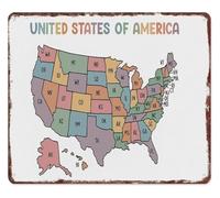 HUJWLBWF Rustic Vintage USA Map Metal Sign Travel Geography Wall Decor for Home Bar Man Cave 8 X 12 in