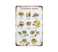 HUJWLBWF Vietnamese Food Vintage Metal Tin Sign Pho Noodle Soup Asian Cuisine Decor for Kitchen Dining Room Restaurant Wall-Art 8 X 12 Inch