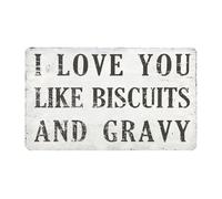 HUJWLBWF Vintage Biscuits and Gravy Sign I Love You Like That Retro Metal Sign for Country Kitchen Decor Cafe Bar Wall-Art Humorous Plaque 8 X 12 in