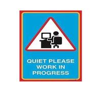 HUJWLBWF Vintage Quiet Work In Progress Metal Sign Rustic Tin Poster for Workshop Office Business Industrial Wall Decor (8 X 12 inch)