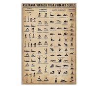 HUJWLBWF Vintage Yoga Poses Poster Metal Sign Vinyasa Flow Sequence Chart Practice Guide Wall Decor For Studio Home Gym Or Space 8 X 12 in