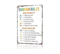 HUJWLBWF Visual Schedule for Summer Rules Daily Plan Aluminum Metal Sign Colorful Wall Decor for Bedroom Playroom Chore Chart Family Home Sign 8 X 12 in