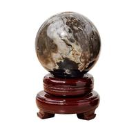 HUJWLBWF Volcanic Agate Ball Quartz Crystal Sphere +Base,55~65mm