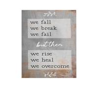 HUJWLBWF We Fall We Fail We Rise We Overcome Motivational Metal Sign Inspirational Wall-Art for Home Office Gym Cafe Bar Vintage Tin Sign Decor 8 X 12 in