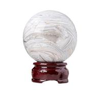 HUJWLBWF White Agate Crystal Ball,Polished Geode Sphere, Gemstone for Decor, 65~70mm