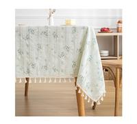 HUJZJY Mantel Antimanchas Rectangular Algodon Lino con Borlas Mantel Elegante 140x200cm, Table Cover Rectangle para Mesa de Comedor, Mantel Rectangular para Fiesta Compleaños Cocina