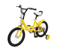 HuKaiL Bicicleta Infantil de 16 Pulgadas a Partir de 5 - 8, Bicicleta Infantil para niños y niñas, Altura Ajustable, con Rueda Auxiliar, de Doble frenado (Amarillo)