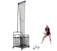 HuKaiL Entrenador de voleibol con ruedas, red de entrenamiento de voleibol ajustable con ángulo de 0° - 90 ° y altura de 1,7 - 3,3 m, red de ejercicios de reboteador extraíble con bolsillo para