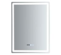 HuKaiL Espejo de baño con iluminación LED, 60 x 80 cm, antivaho, con luz ajustable de tres colores (blanco/neutro/cálido) e interruptor táctil, espejo de baño LED con indicador vo