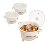 HuKaiL Juego de 2 calentadores de alimentos, 5 L, redondos, de acero inoxidable, con tapa de cristal, apilables en frío y caliente, con bandeja de agua, para gastronomía, catering y fiestas