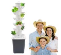 HuKaiL Kit de cultivo hidropónico vertical con 6 estantes y 30 agujeros para plantas, depósito de 40 l, germinación de balcones, hortalizas de hojas, 26 x 26 x 86 cm